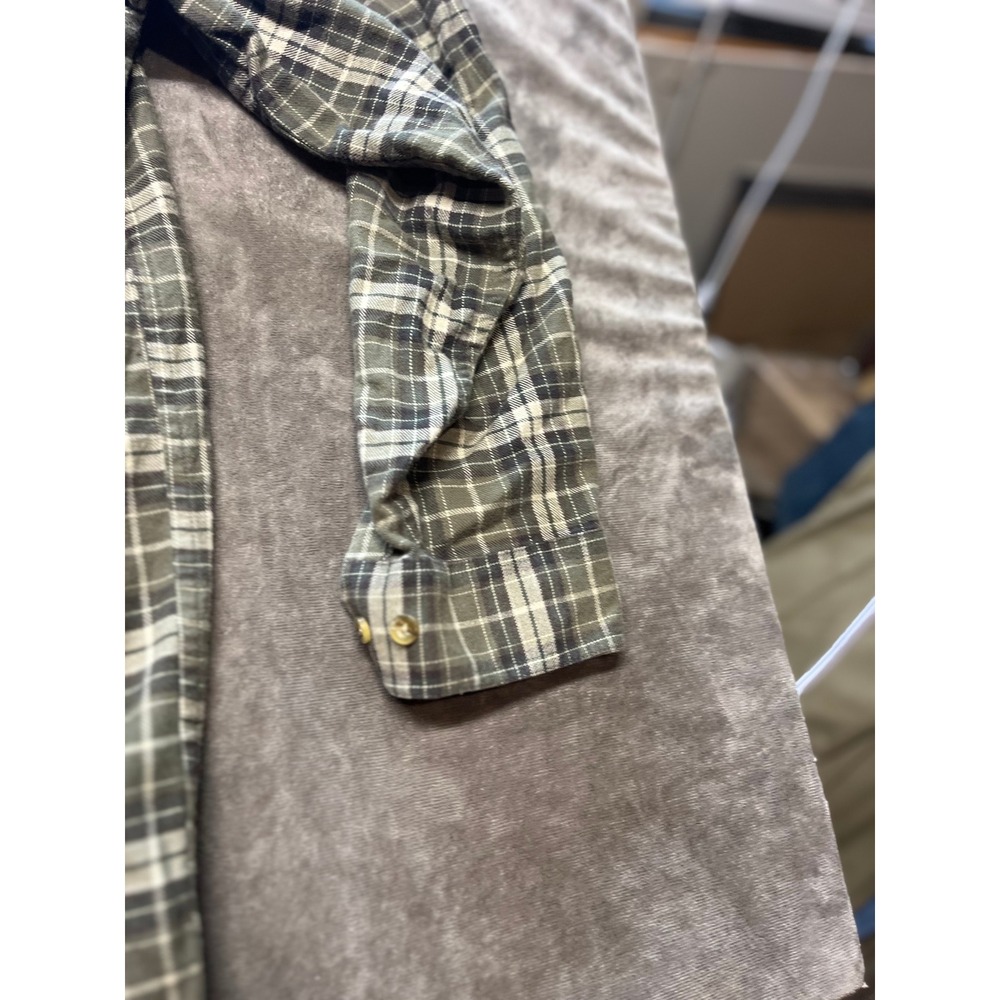L.L.Bean Men's Plaid Flannel Shirt Button Down Long Sleeve m tall Olive Green - Picture 2 of 5